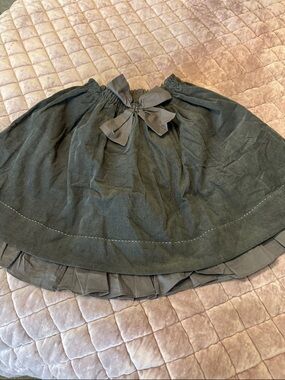 Neige Pleated Bow-Accent girls  light courdroy skirt in gray